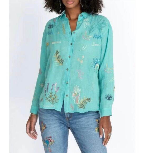 Johnny Was Tops - Johnny Was Embroidered Long Sleeve Button Down Shirt